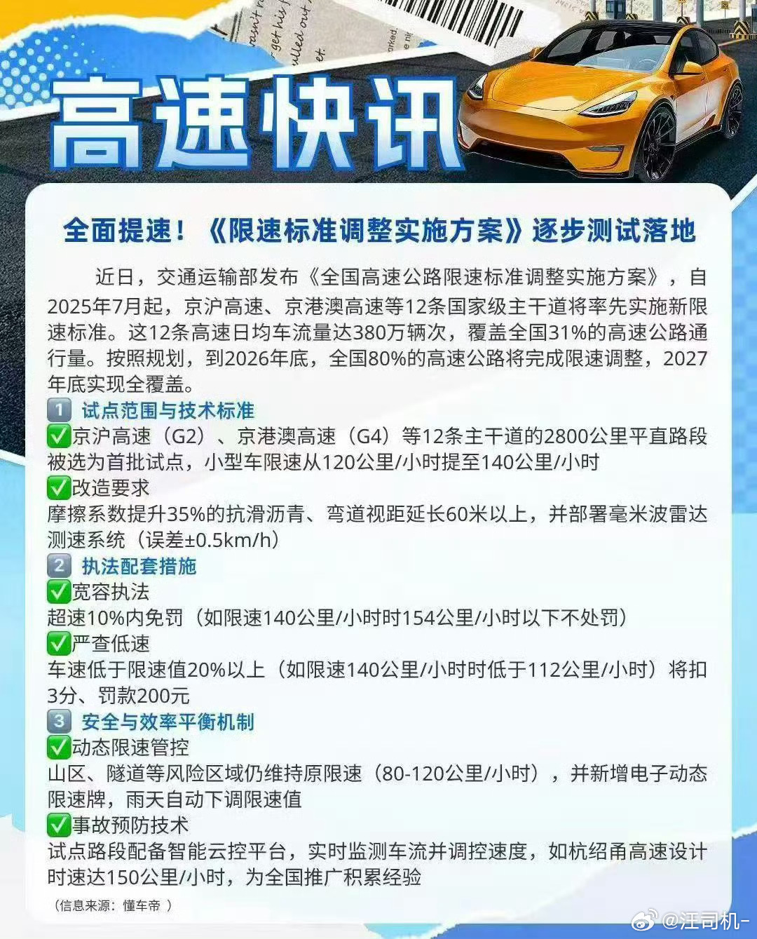 卧槽，刚说完我跑高速嫌限速120kph太慢，就看到了这个新闻：部分高速小型车限速