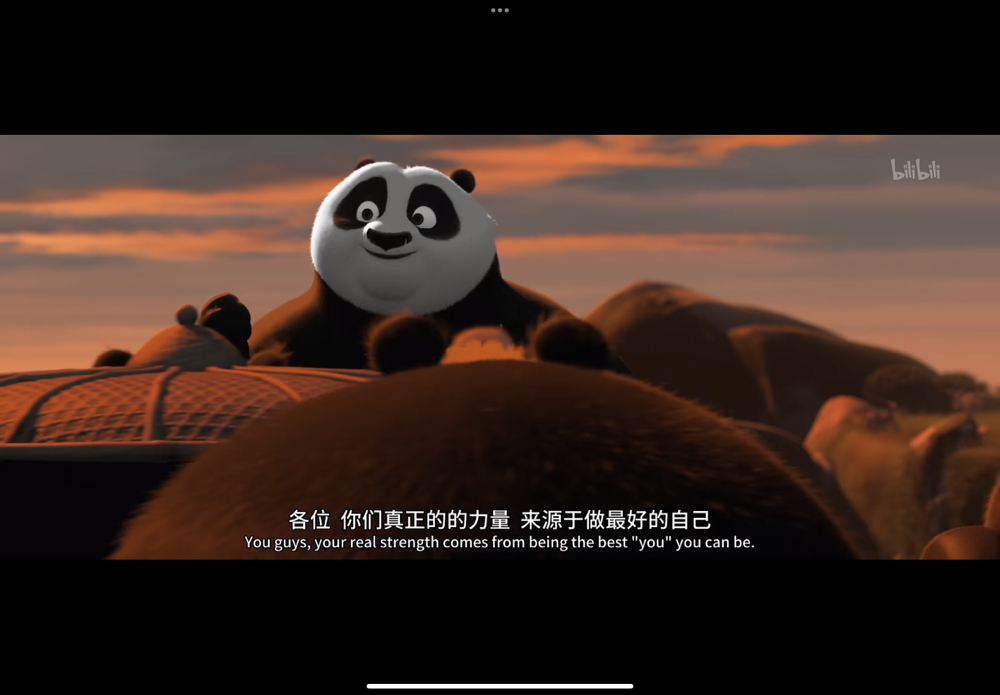 “各位，你们真正的力量，来源于做最好的自己。”——《功夫熊猫三》  