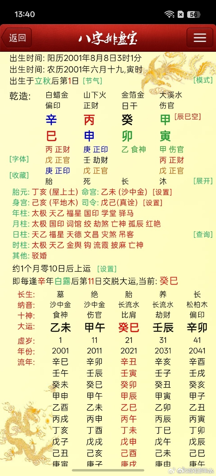 网络命例：过早行财运，大都会早入社会，学业荒废。父母离婚，初中毕业，打工的钱很多