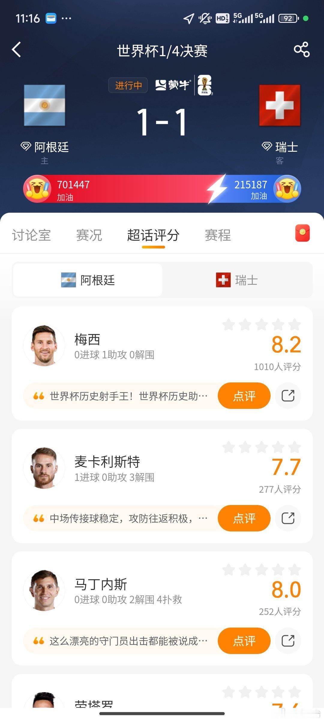 阿根廷vs瑞士谁能想到开局10分钟阿根廷就靠梅西角球助攻麦卡利斯特头球破门，早早
