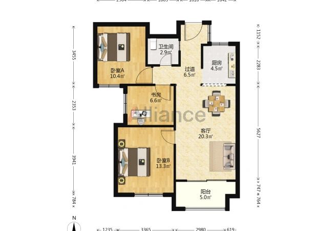 科技二路，高新学区，三室119万