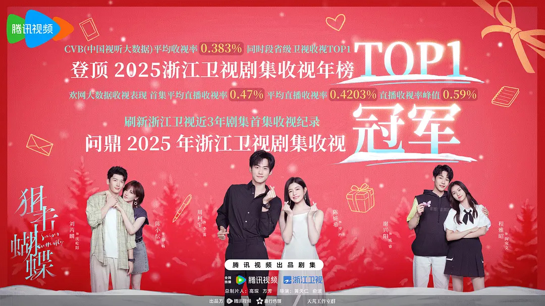 周柯宇算升咖了吧？？狙击蝴蝶浙江卫视收视年冠，12月海外热度第一 