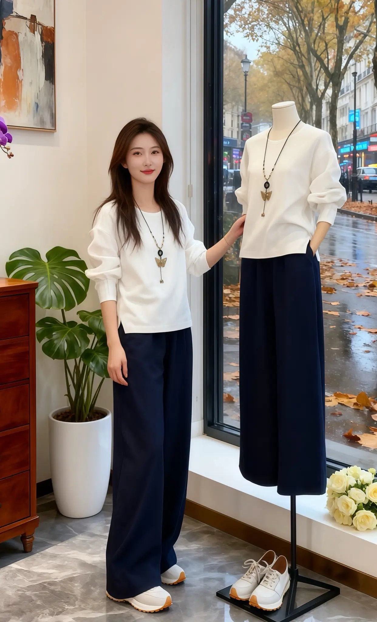 窗边的秋日  林晚的小店开在梧桐街的转角，落地窗外是秋日雨后的街景，金...