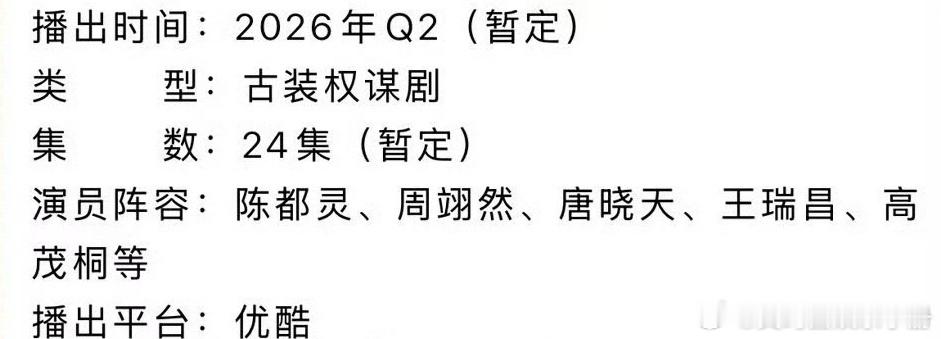 陈都灵、周翊然《翘楚》开启招商，暂定6月播出，你期待吗？ 
