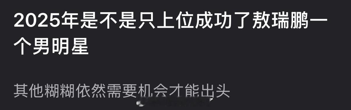 2025年是不是只上位成功了敖瑞鹏一个男明星？ 