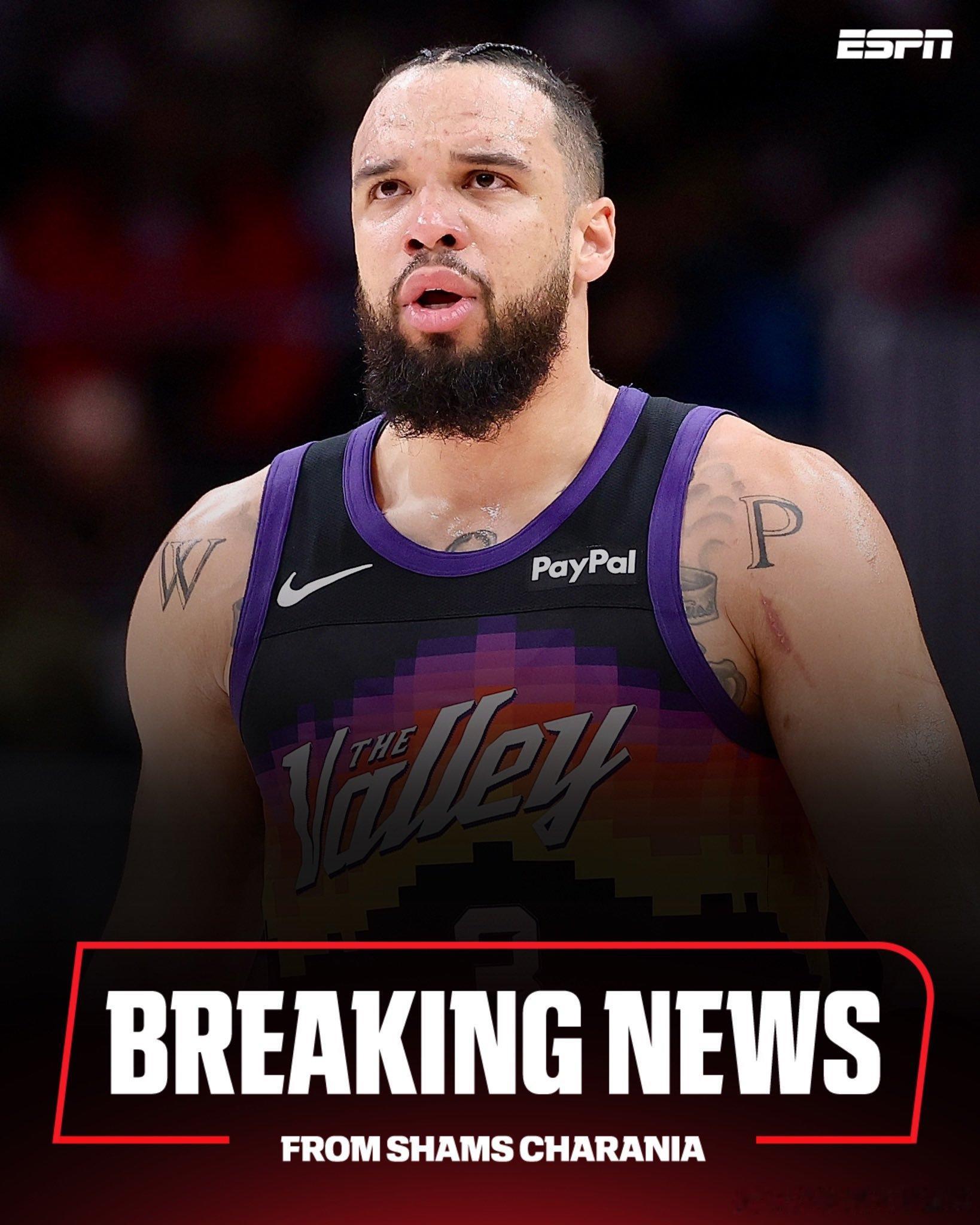 Shams报道：太阳球员狄龙•布鲁克斯遭遇左手骨折，归期未定！Shams报道，狄