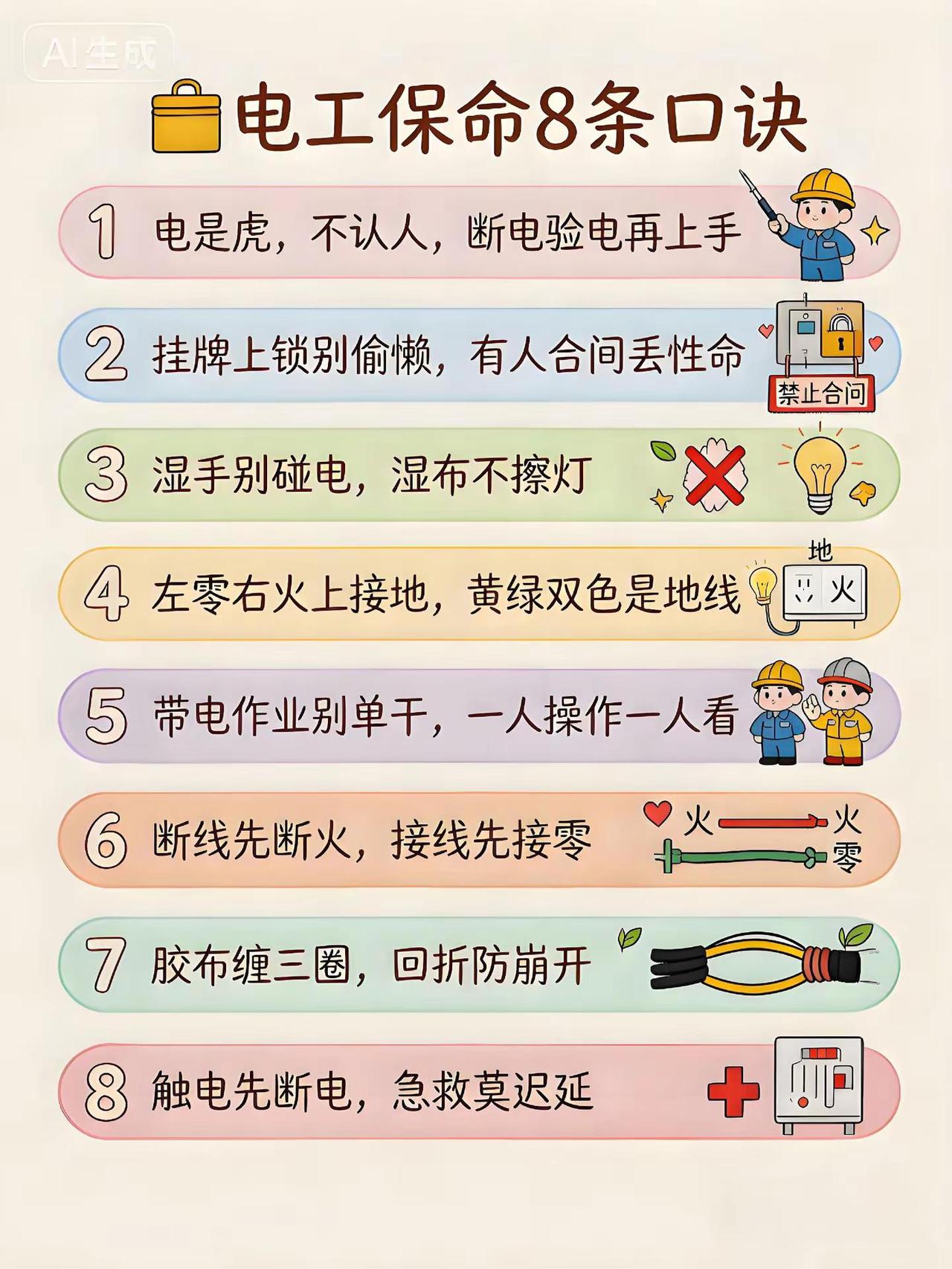 为什么老电工从不触电？就靠这8句保命口诀。