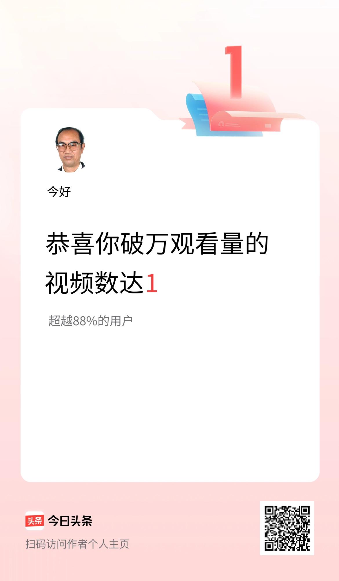 我在头条有1条视频播放量破万了！