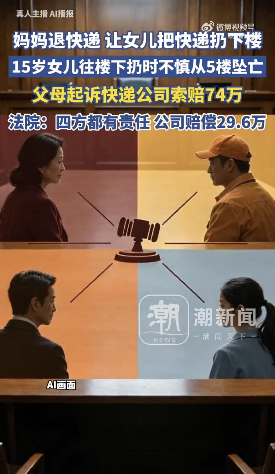 宁夏固原，一女子网购了一条牛仔裤，试穿后不满意，下单了上门取件，快递员到达小区楼