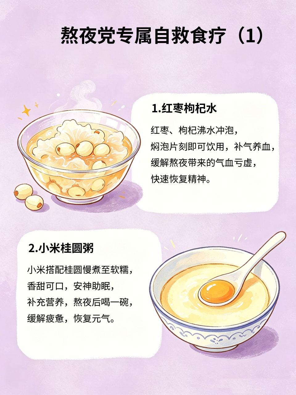 熬夜党自救食疗，喝完元气满满
🌃熬夜党经常熬夜，容易气血不足、精神萎靡、脸色暗