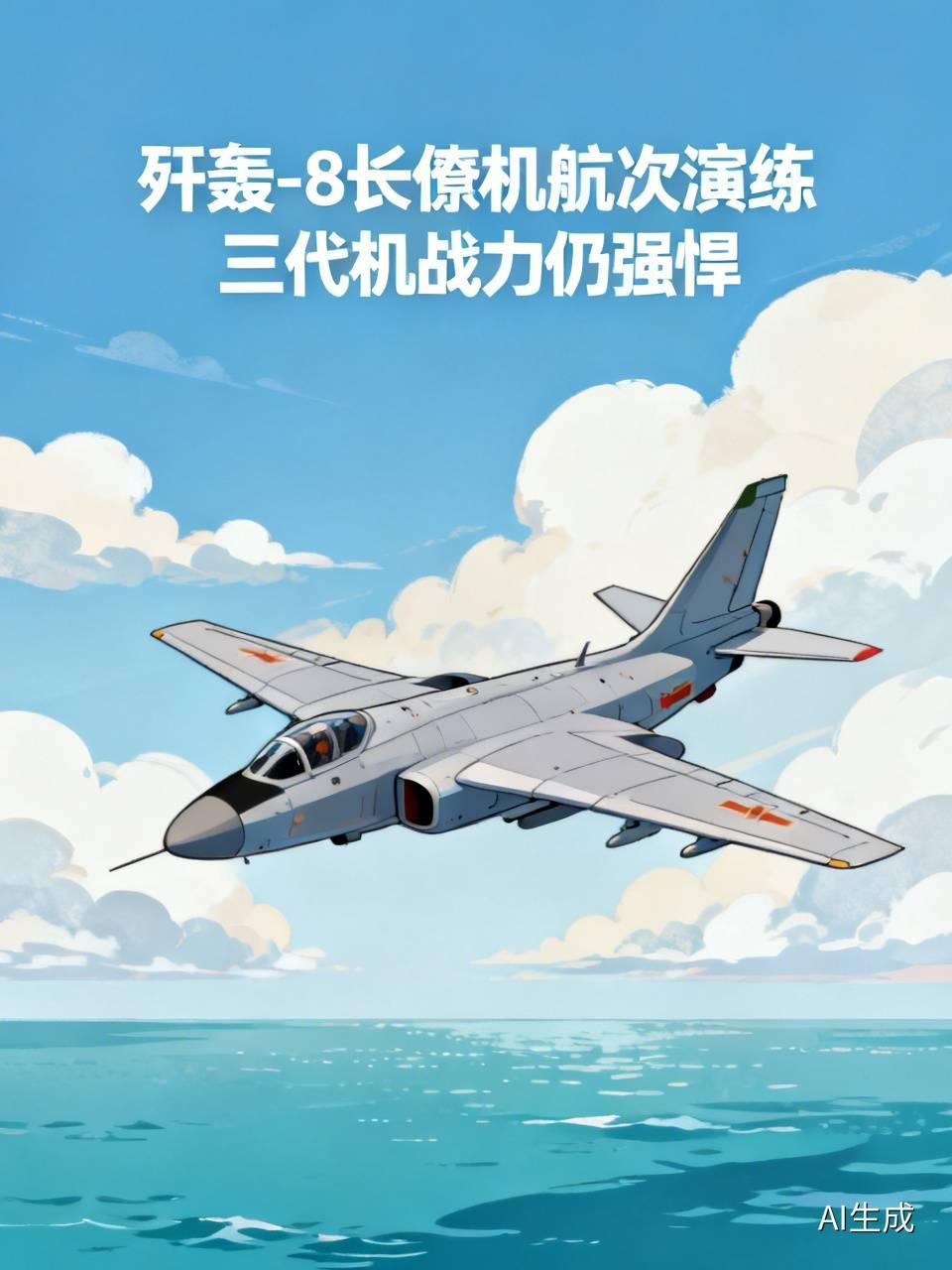这是歼轰-8长僚机一个航次的对陆、对海及对滩头的阵地及靶船等近岸目标，所展开的攻