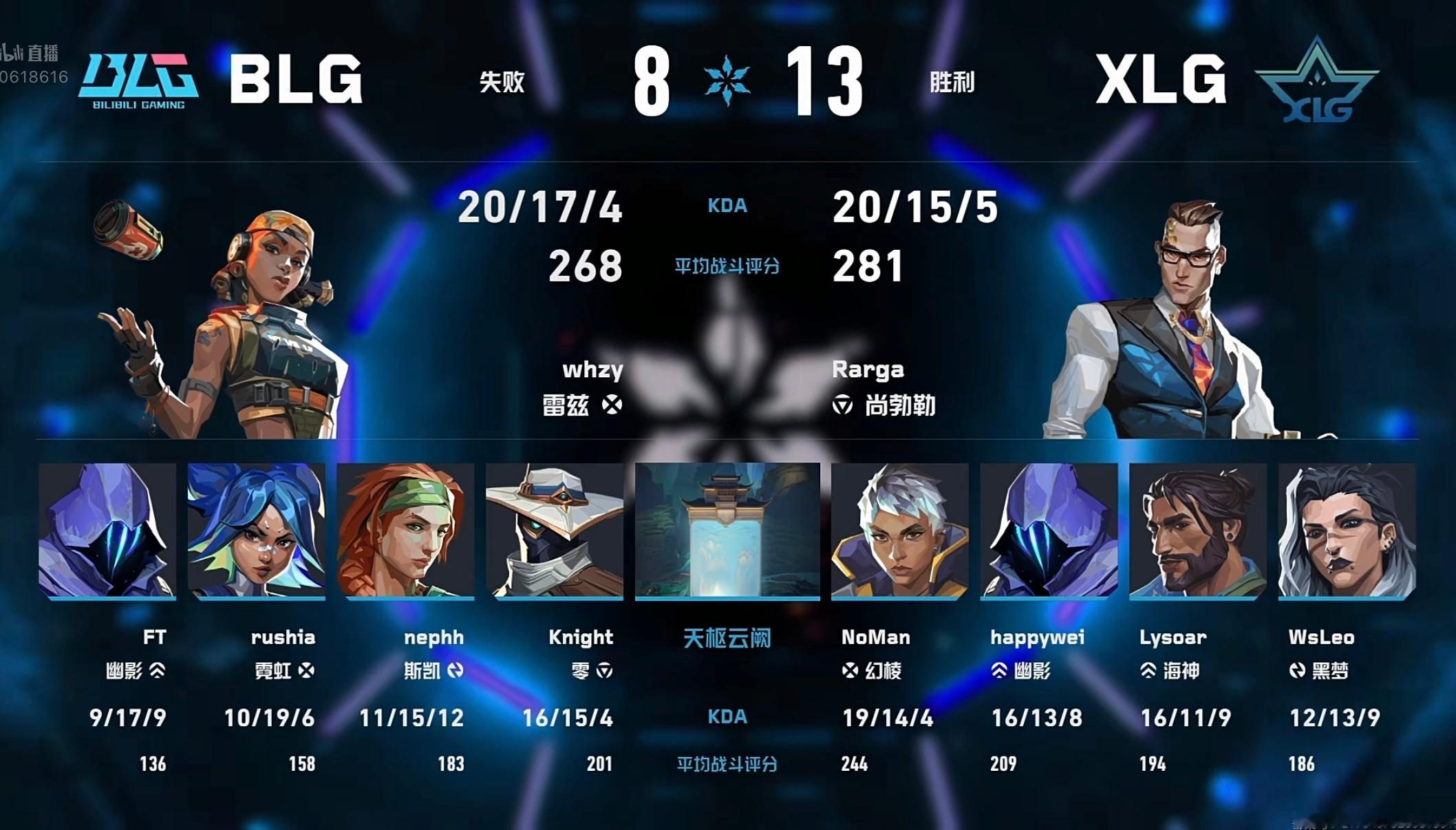 2026VCTCN第二赛段【WEEK3】M24赛果：BLG 1:1 XLG第二局