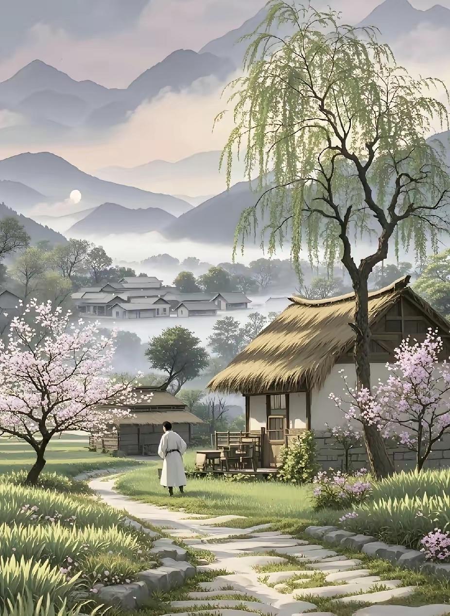 清风有意拂农舍，
细雨浇田暖众心。
横批：《清风与细雨》