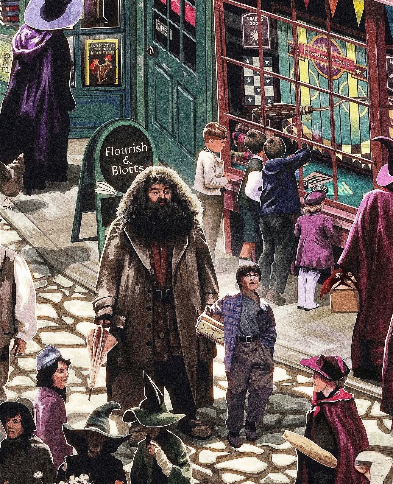 一组对角巷插画，魔法世界也有自己的清明上河图。（TheDailyHPotter）