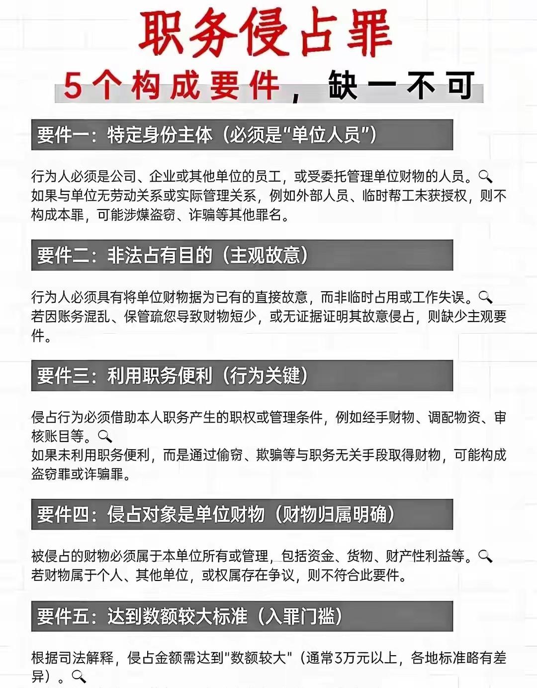 职务侵占罪五个构成要件[赞]