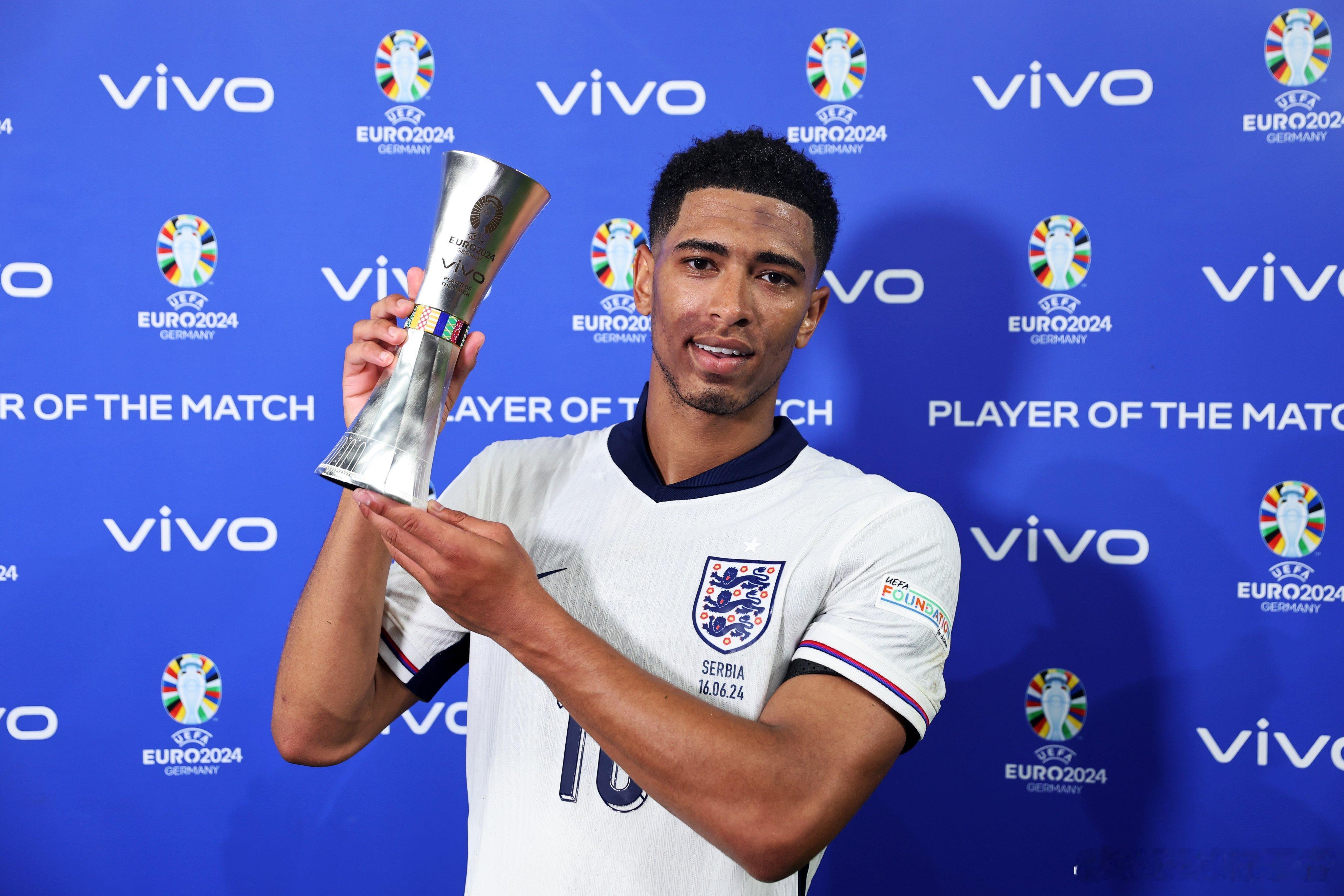 2024欧洲杯第7场·英格兰1比0塞尔维亚·官方最佳球员：祖德·贝林厄姆（英格兰