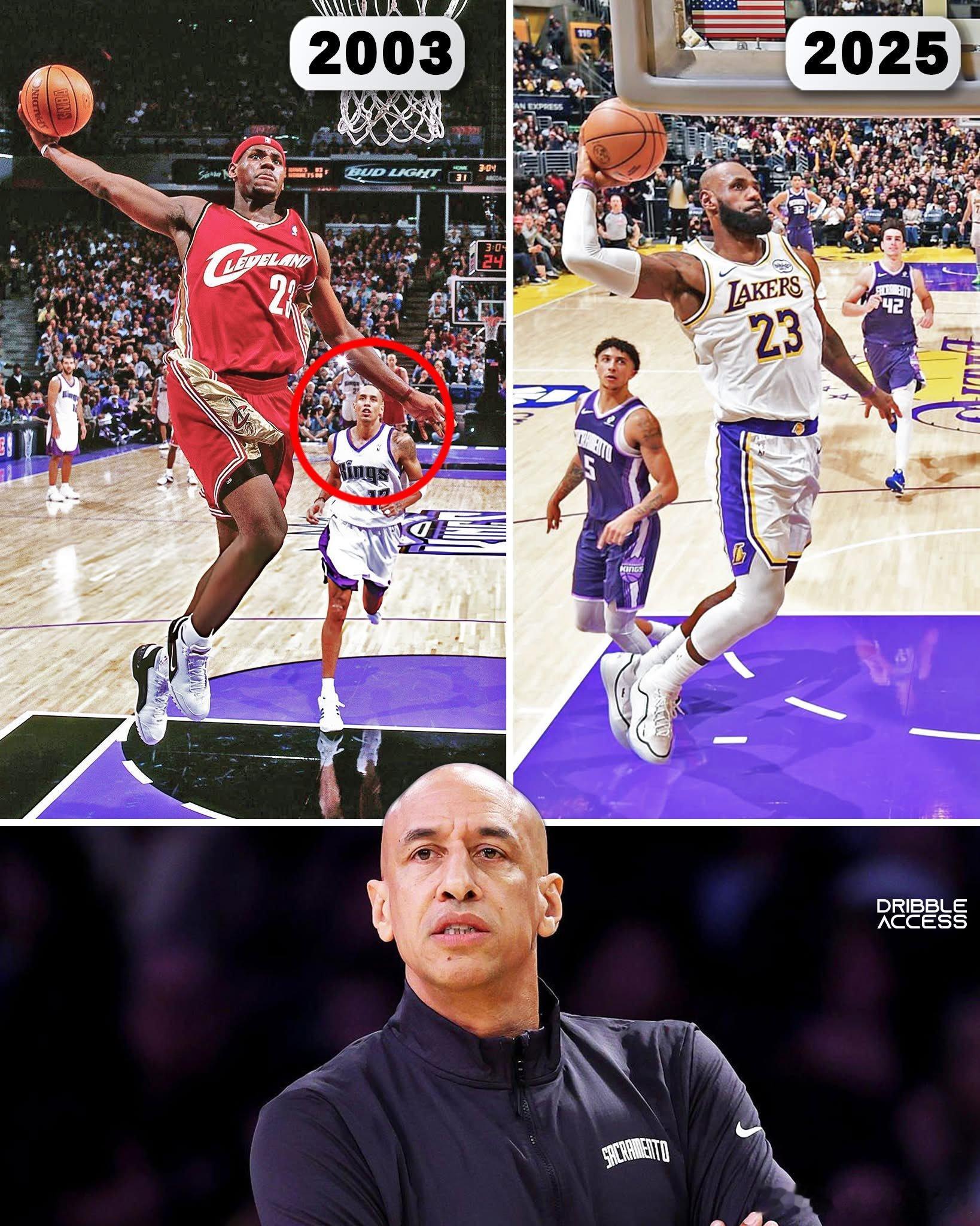 跨越22年的见证👀国王现任主帅道格-克里斯蒂，先后在现场目睹了詹姆斯NBA生涯