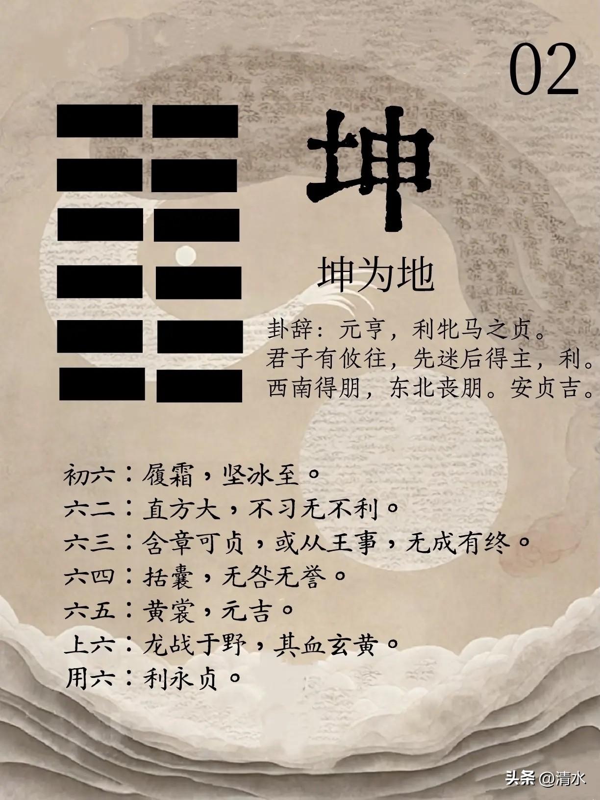 易经易经，八卦八卦之：
坤地卦
初坤，谨慎，预坚冰
二坤，中正，利之势
三坤，动