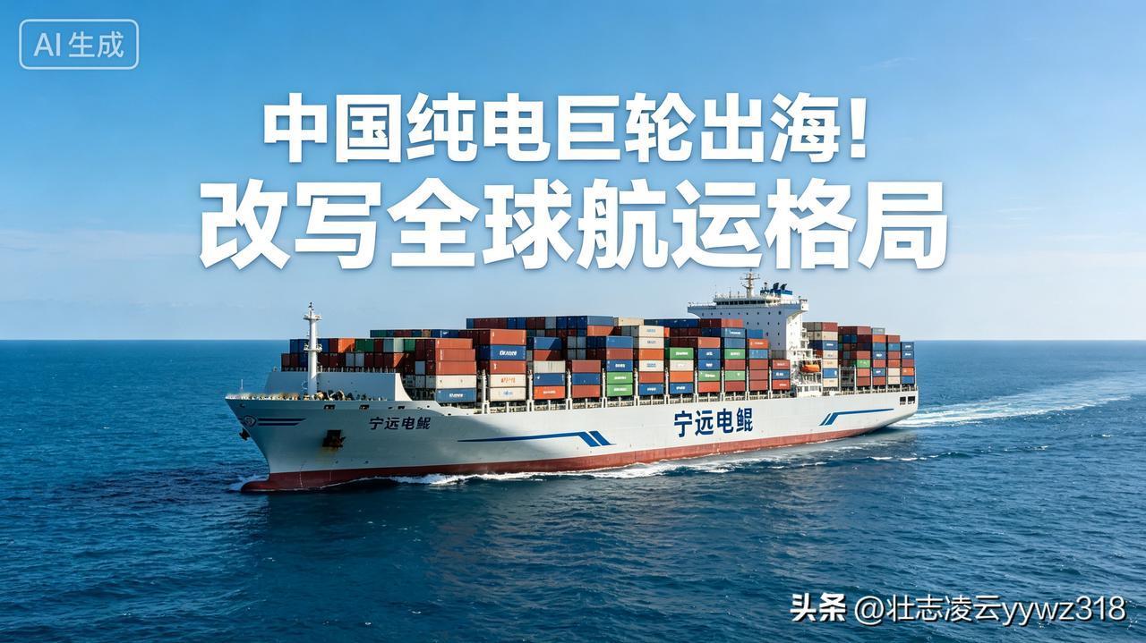 重大突破！全球最大纯电集装箱船“宁远电鲲”号交付启航，2万度电续航90海里，直接