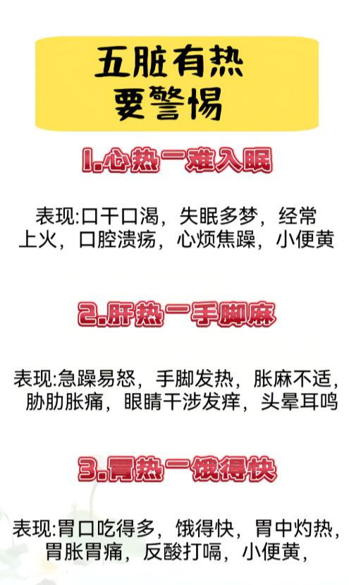 为什么总是口干、睡不好、脾气大？当心五脏有热