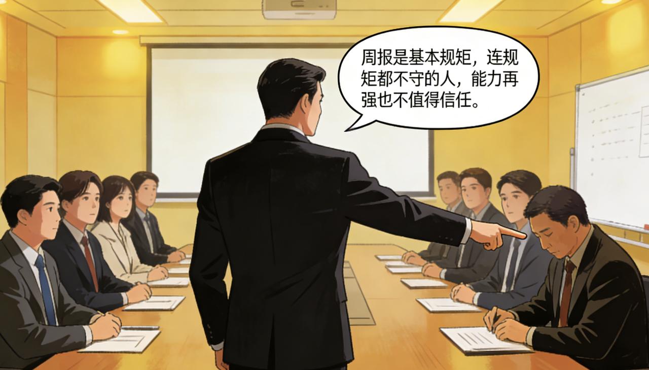 部门每周一交周报，雷打不动。唯独老周，从来不交。
主管催他，他说“忘了”；主管骂