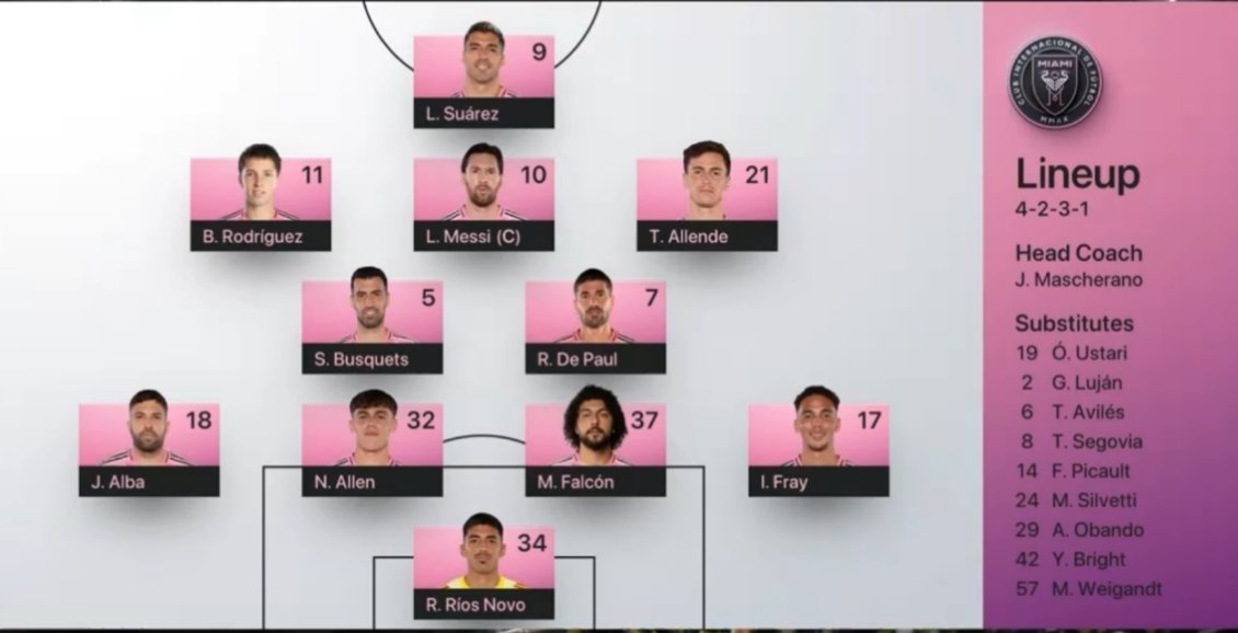 【梅西领衔今日首发阵容】🕢07:30⚽季后赛首轮第二局🔥纳什维尔vs迈阿密国