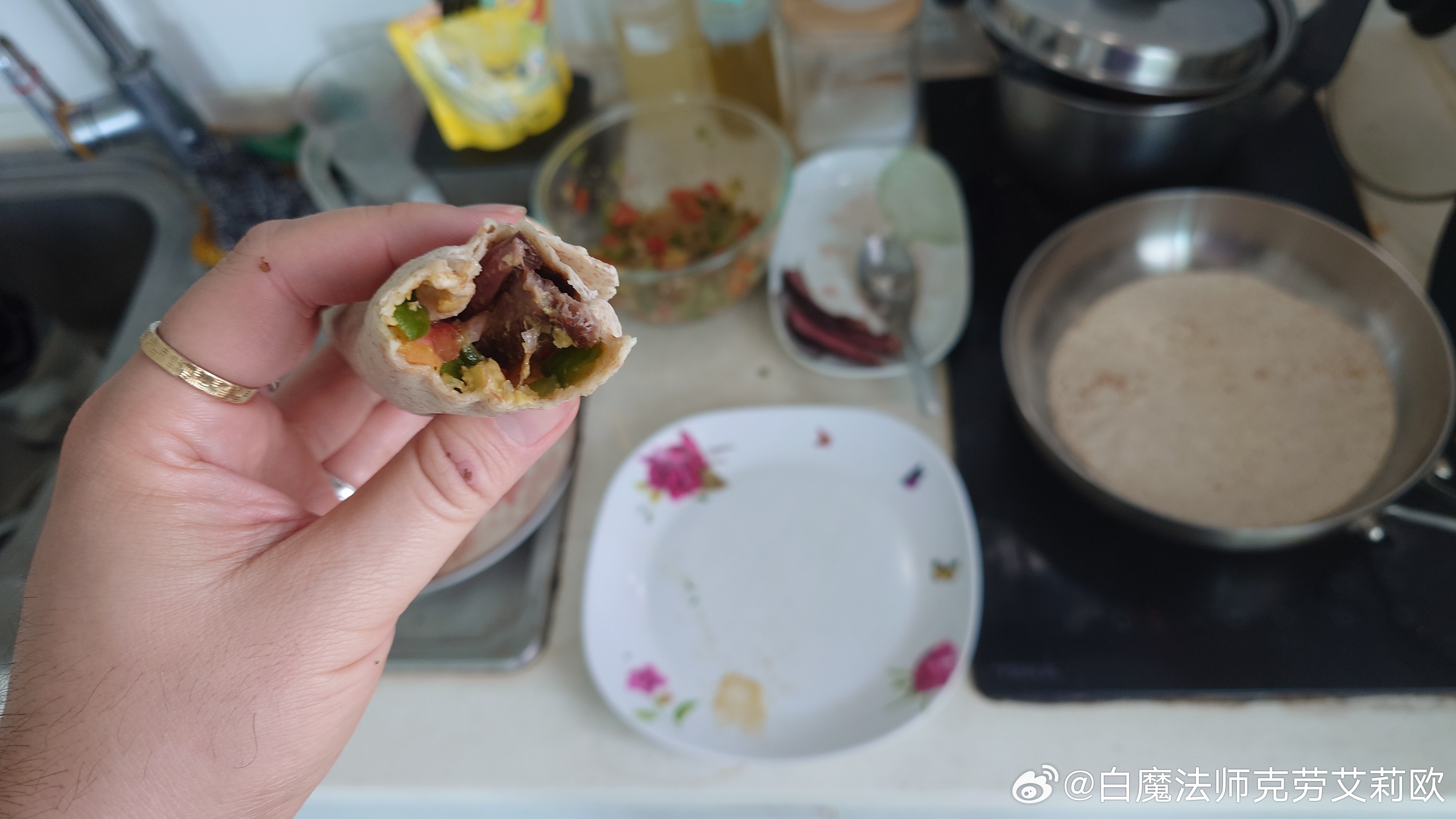 自制莎莎酱+西冷牛排卷饼 