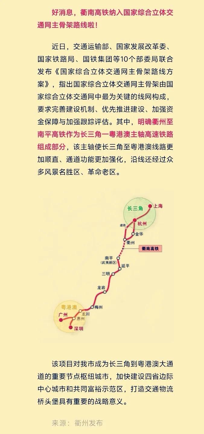好消息，衢南高铁纳入国家综合立体交通网主骨架路线啦！
高铁新篇 家乡铁路规划 高