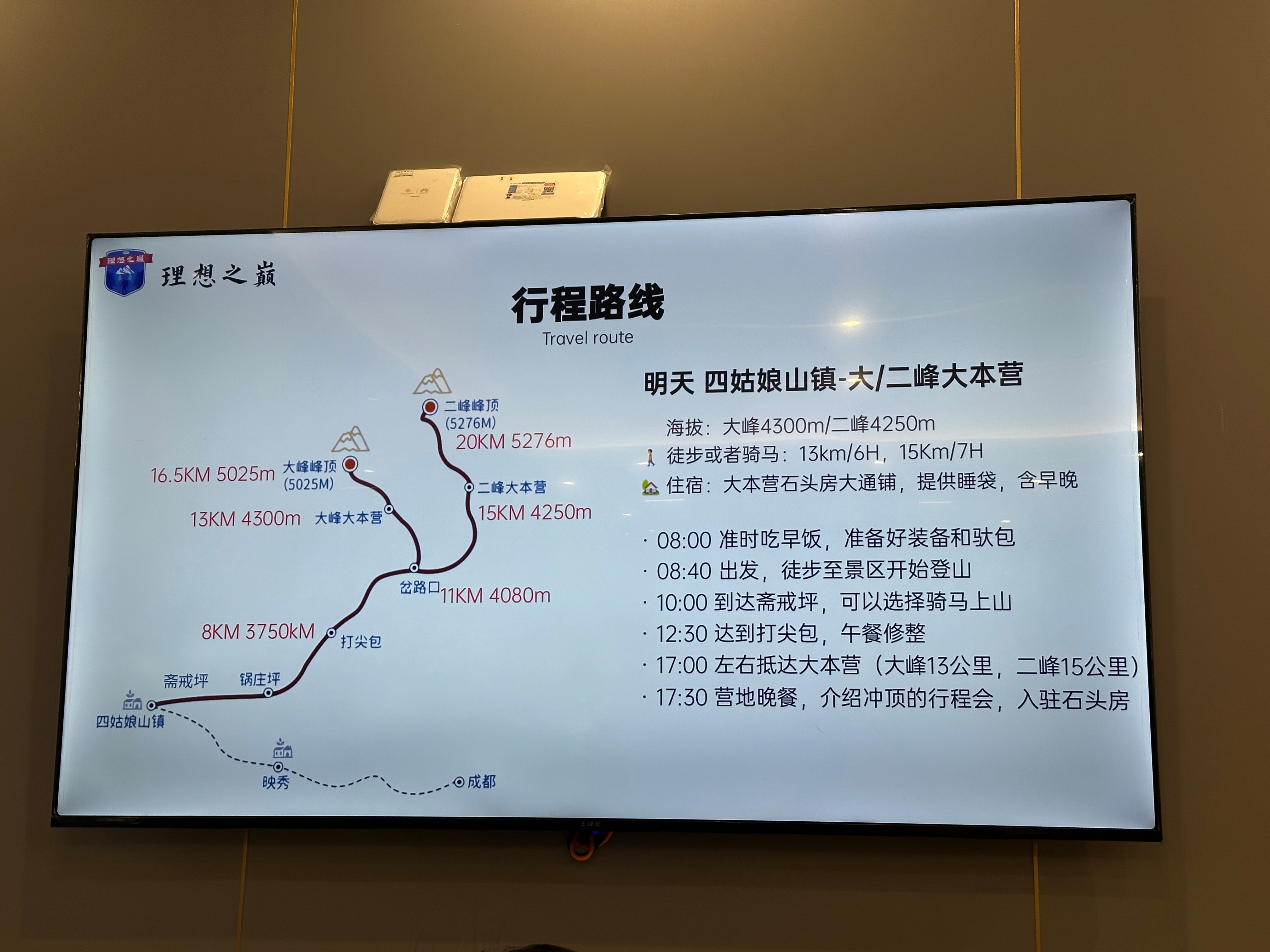今天的任务是徒步 13km 到达四姑娘山大峰大本营，目前海拔三千出头，血氧正常[