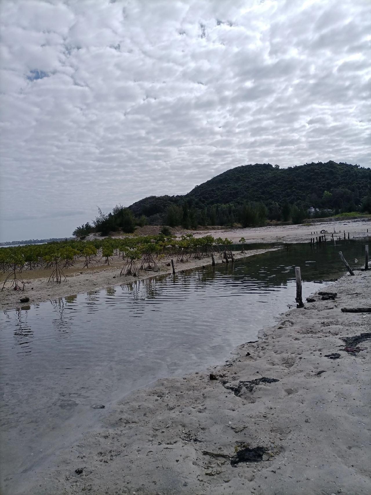 头一次赶海，就在陵水县岭仔村赶海点(图1-4)。好家伙，身穿渔民的深水工装，带着