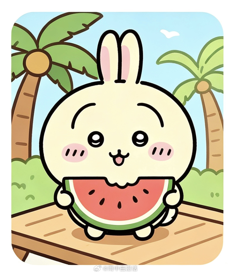 动漫吉伊卡哇灵感共创夏日企画乌萨奇的海滨，休闲浪漫好惬意。图片由ai生成 
