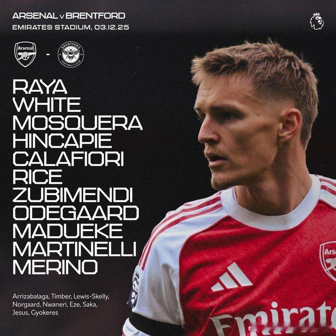 阿森纳vs布伦特福德 首发阵容⬇️ 03:30开赛阿森纳首发：1-拉亚、4-本·