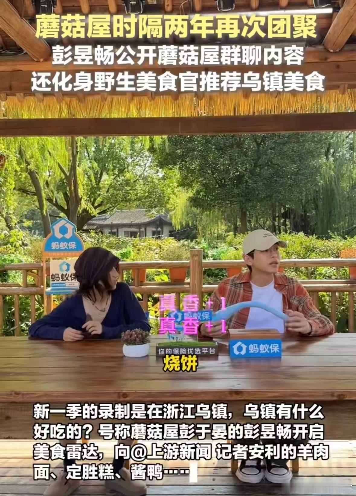 彭昱畅化身乌镇美食活地图向往的生活 两年后蘑菇屋再次相聚，张子枫和彭昱畅透露群里