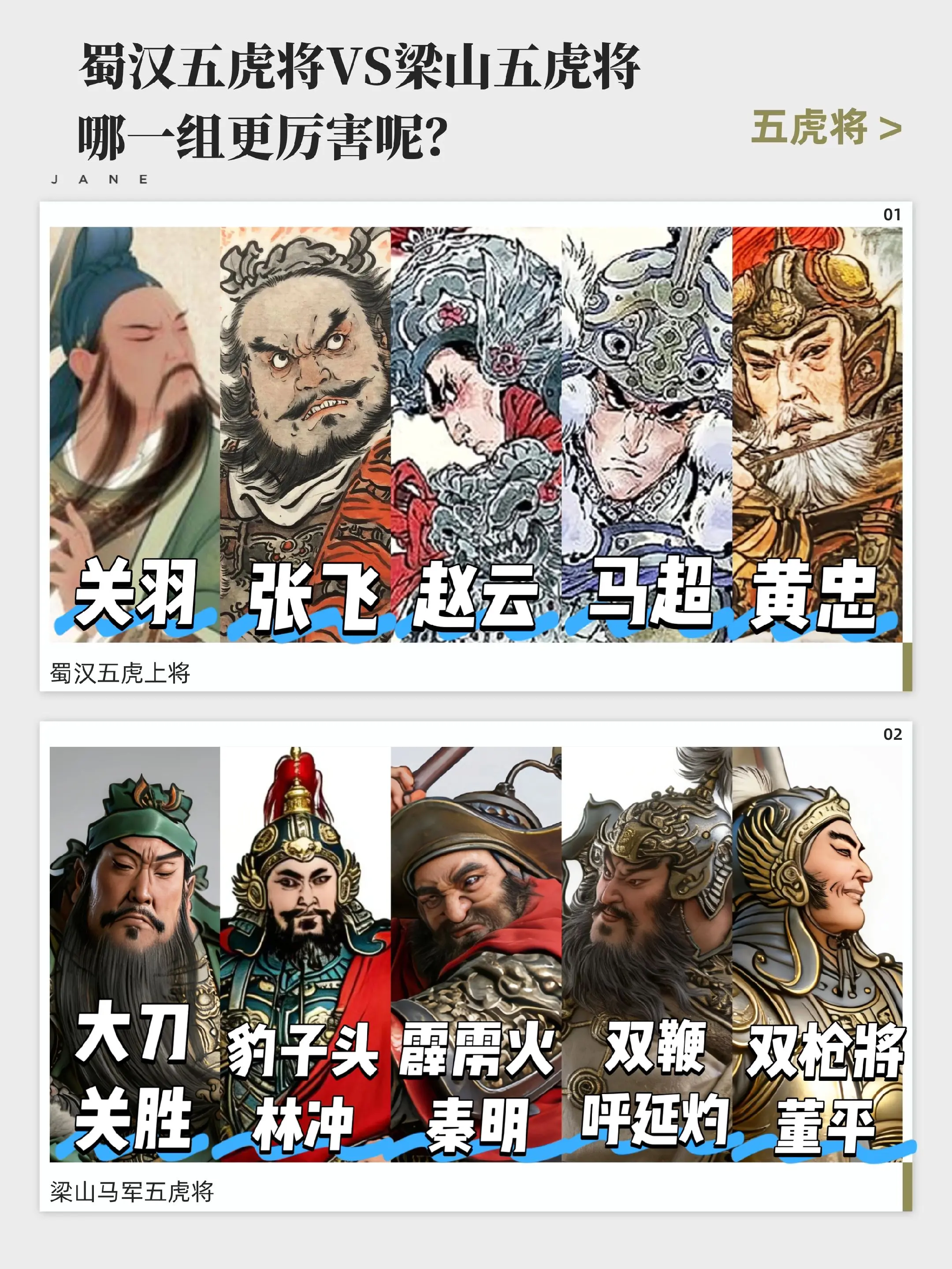 三国五虎上将 梁山五虎将