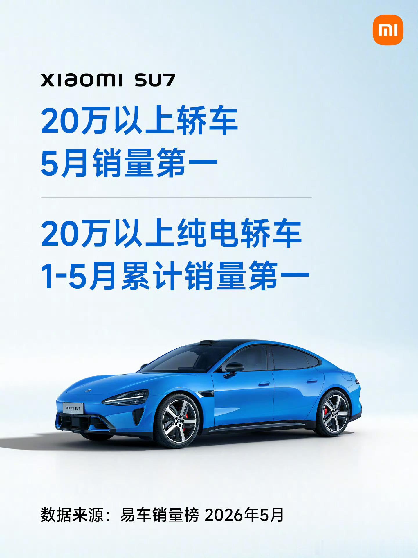 小米SU7再获销量第一  不得不说小米SU7这份销量成绩确实亮眼。正值新老车型交