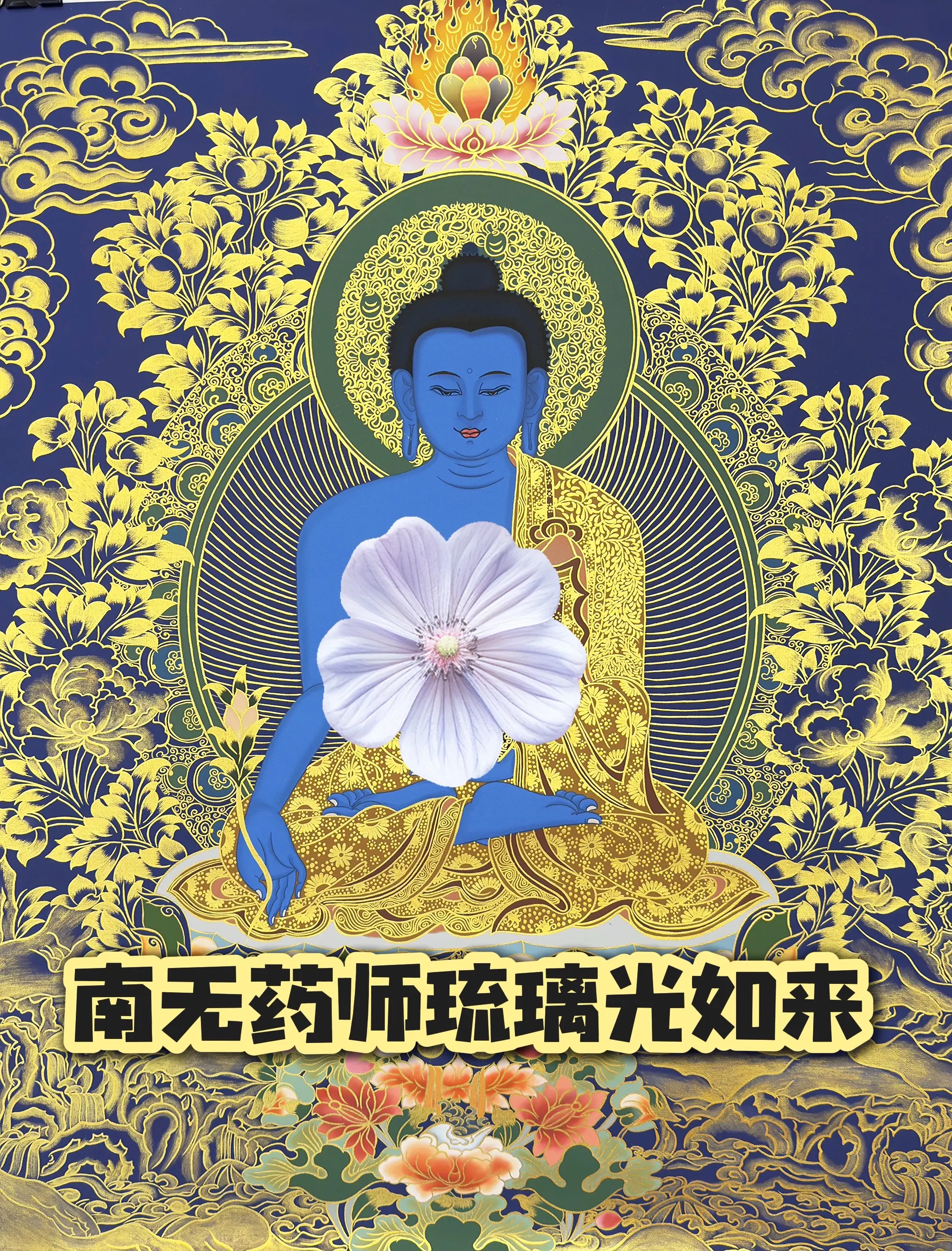 愿所有人平安健康 药师佛 描金 唐卡 艺术在