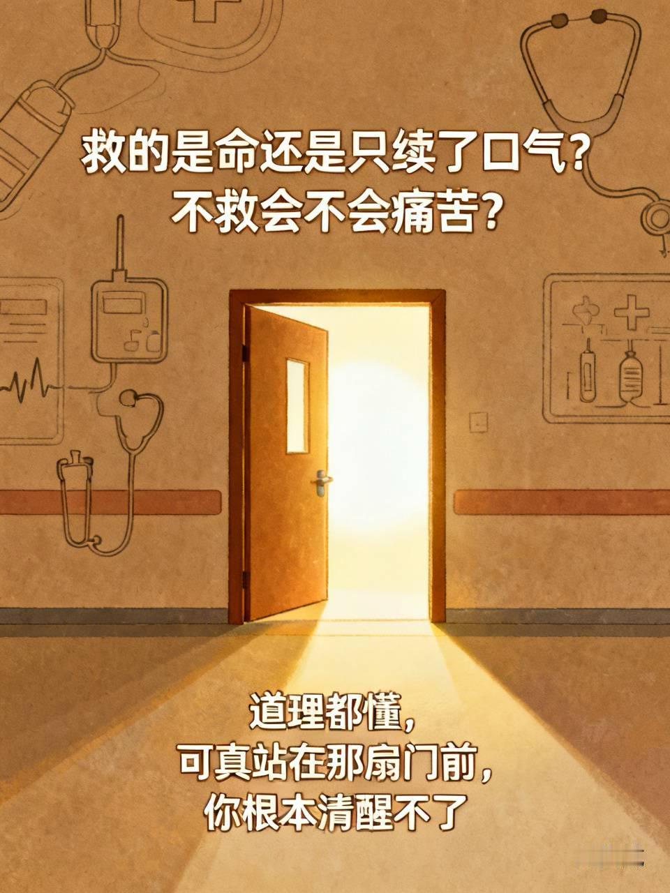 看到一篇文章写得很好，教人问两句话：救的是命还是只续了口气？不救会不会痛苦？逻辑