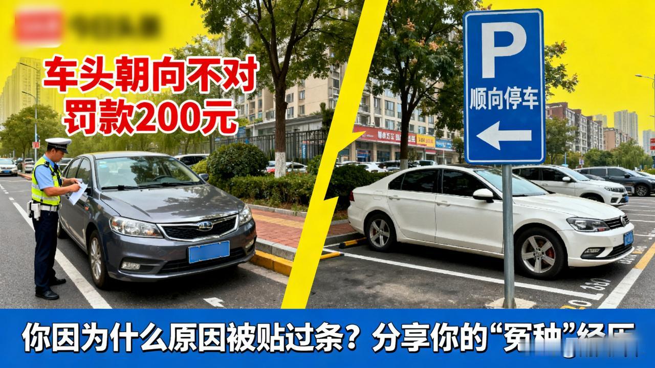 你因为什么原因被贴过条？我因为车头朝向不对被罚了200。

顺向停车是基本规矩，