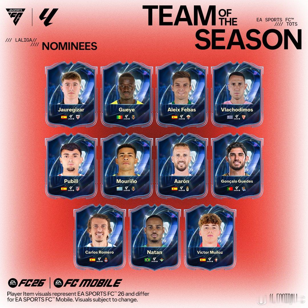 FC 26 Ultimate Tema西甲联赛赛季最佳阵容票选开启。投票地址：网