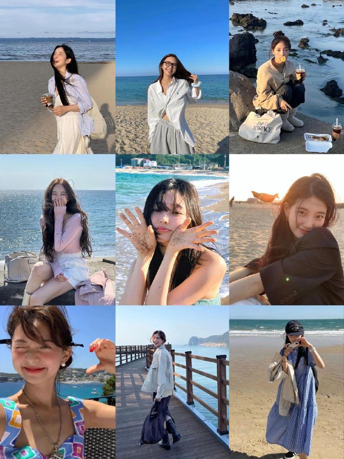 韩女海边拍照姿势不重样📸进来抄作业📝 ​​​