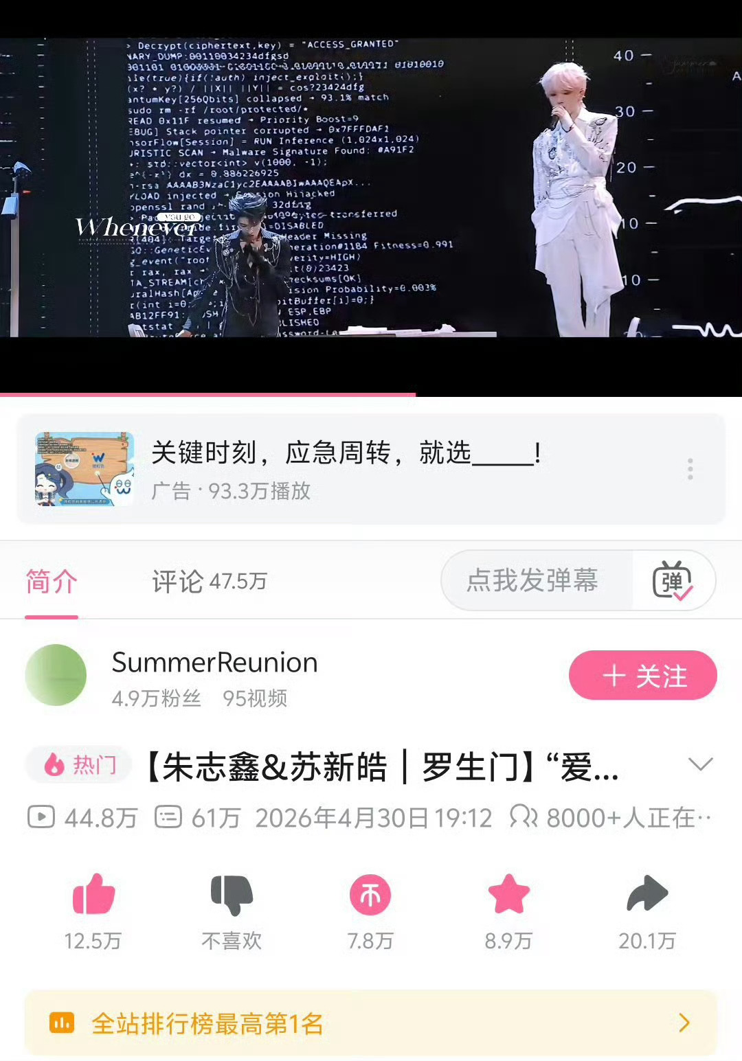 不知道棍铲唱过罗生门的可以现在看，全站第一和每周必看收录很美妙