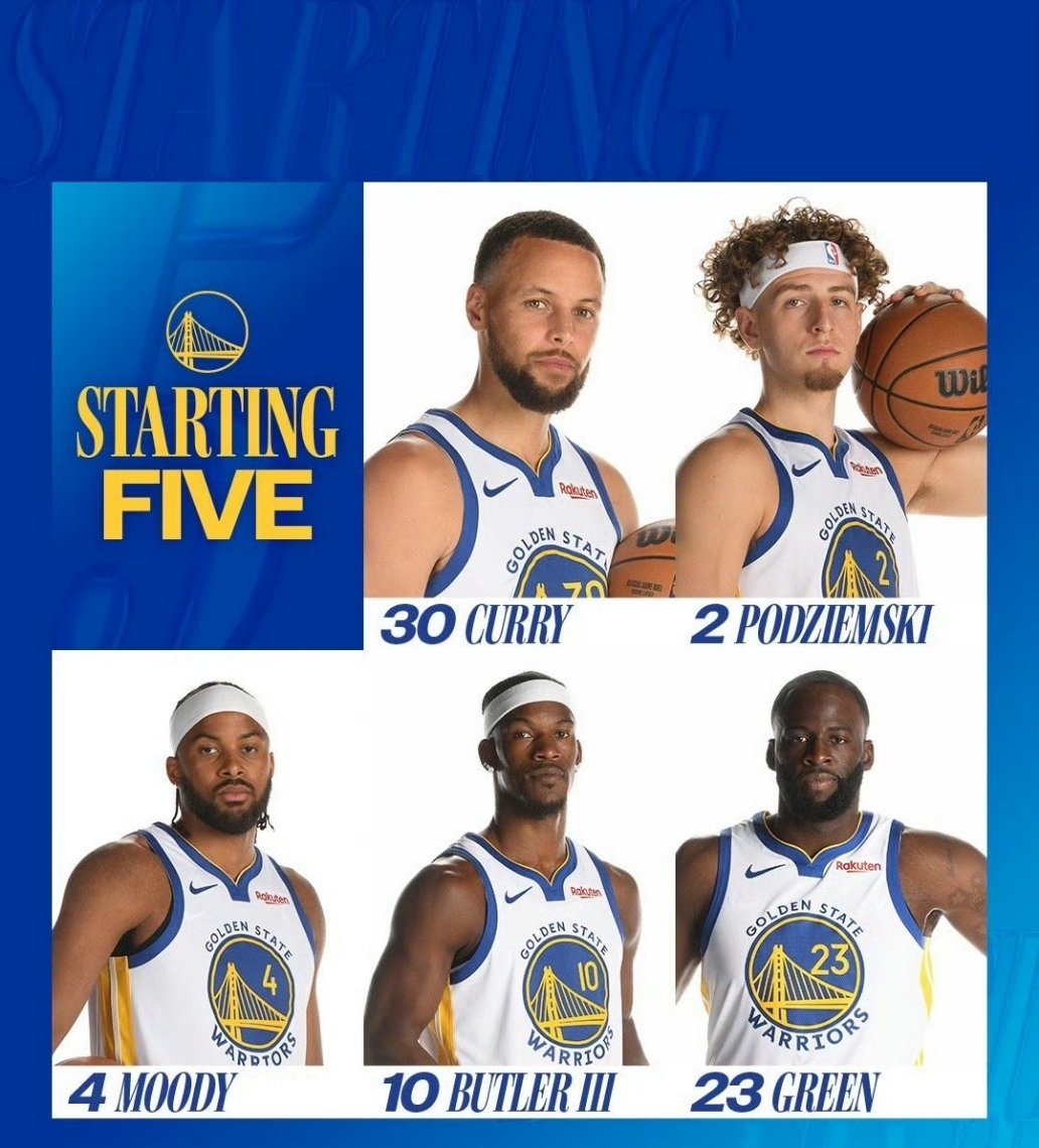 勇士先发：库里、波杰姆斯基、巴特勒、穆迪、追梦。 nba季前赛 ​​​