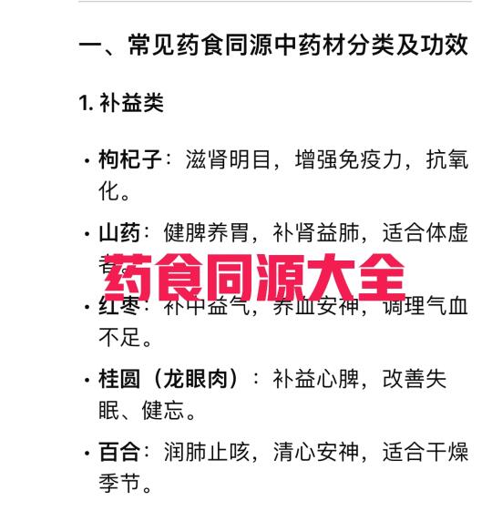 生活中常见的药食同源大全