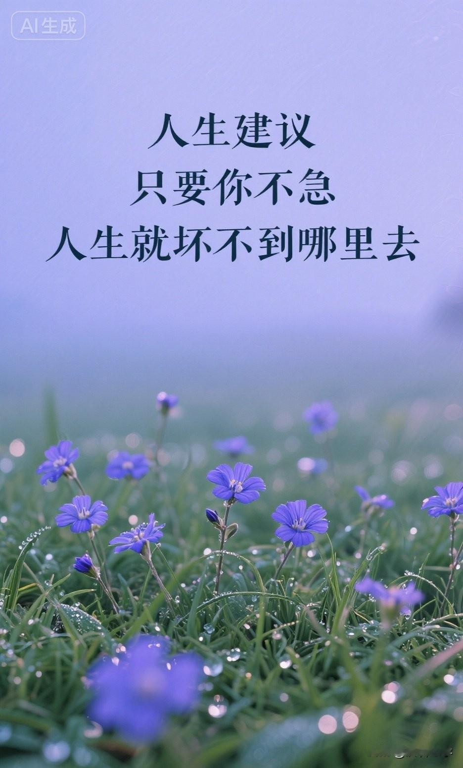 人生建议，只要你不急，人生就坏不到哪里去。

你有没有发现，人生中大部分的错事、