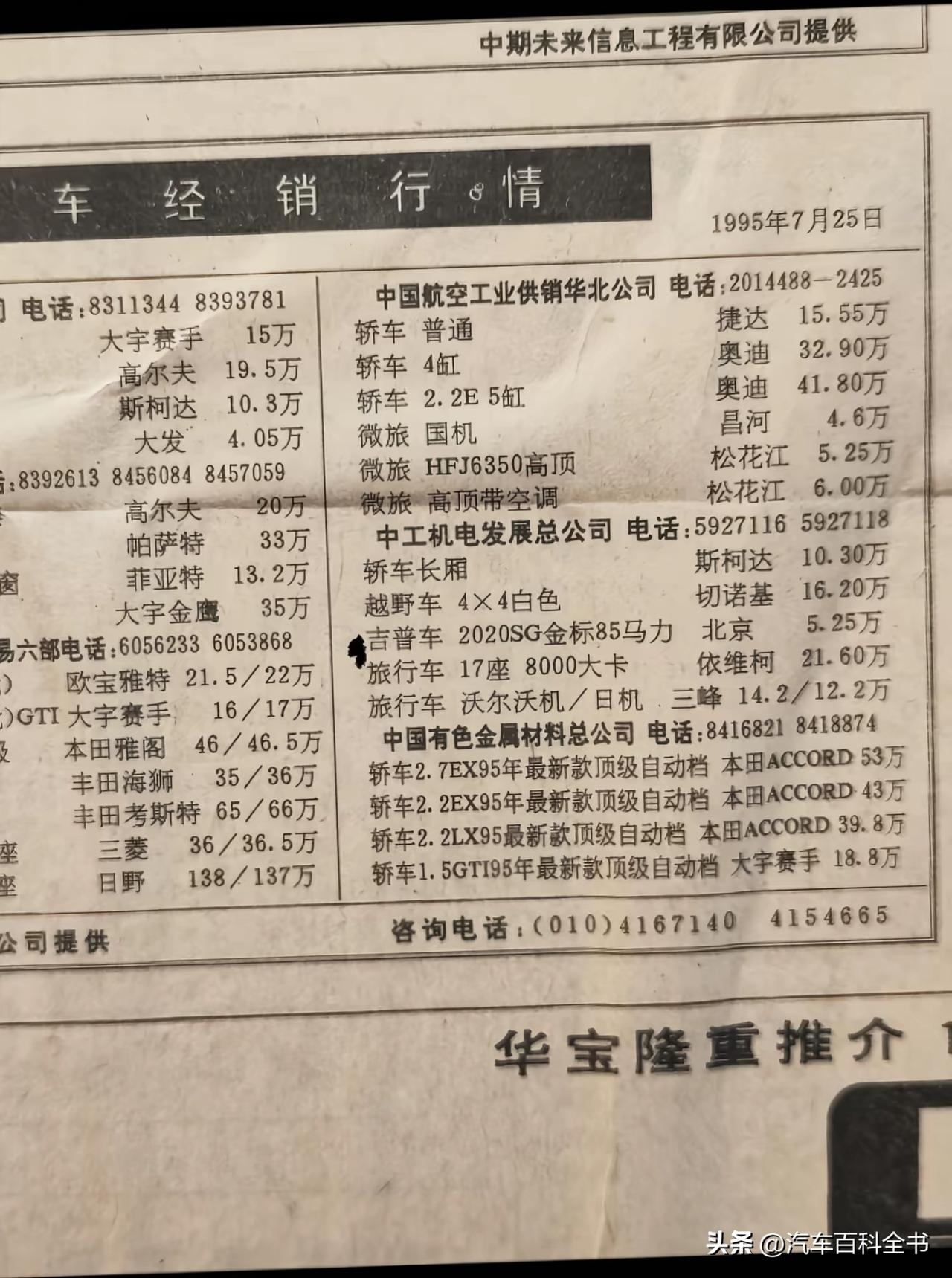 三十年前的车价！