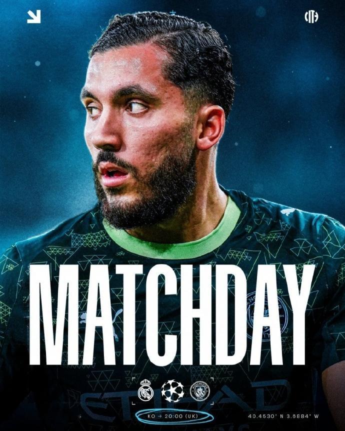 曼城发布对阵皇马海报 焦点战！北京时间明天凌晨4点，曼城将在欧冠联赛阶段第6轮比