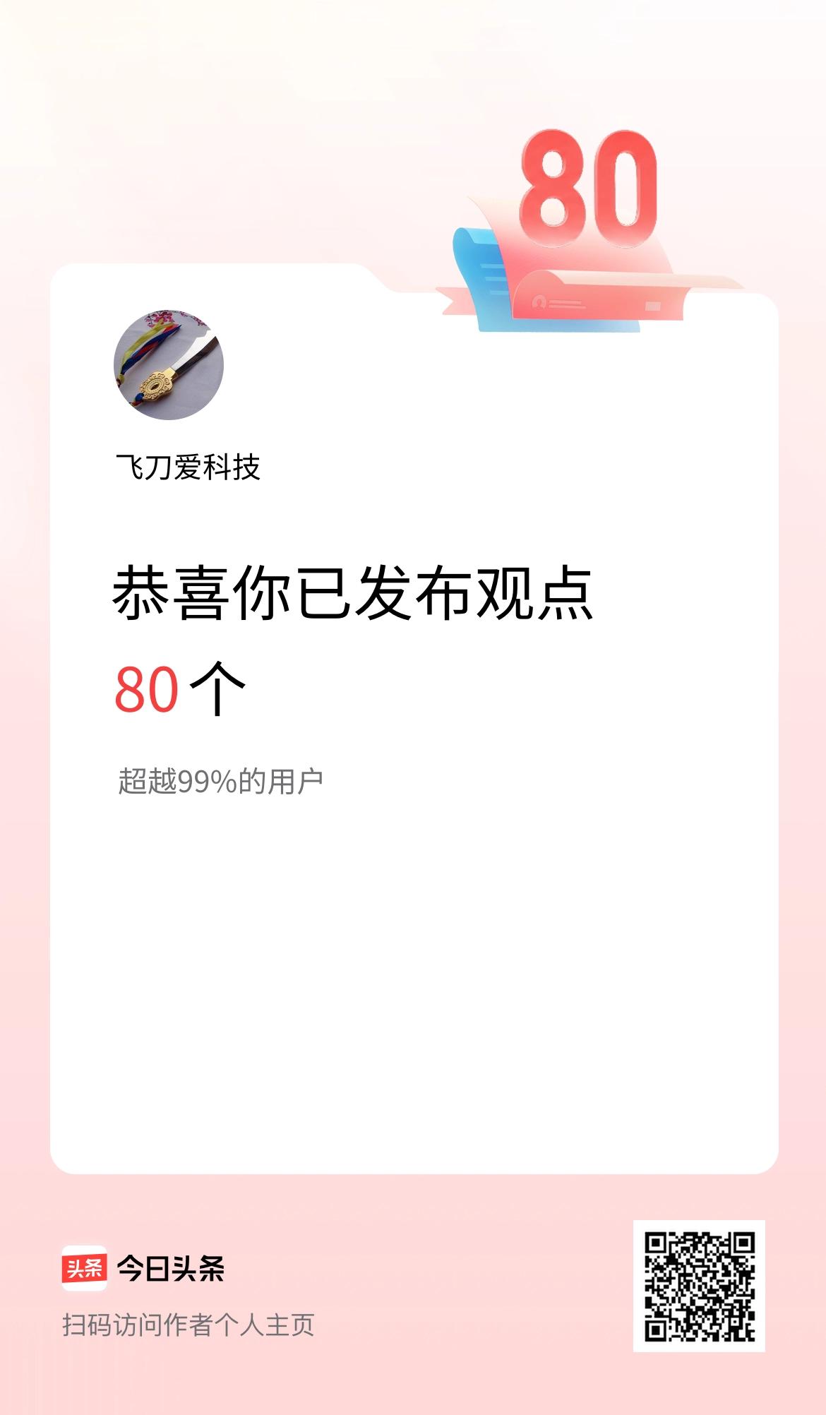 我在头条累计投稿观点80个