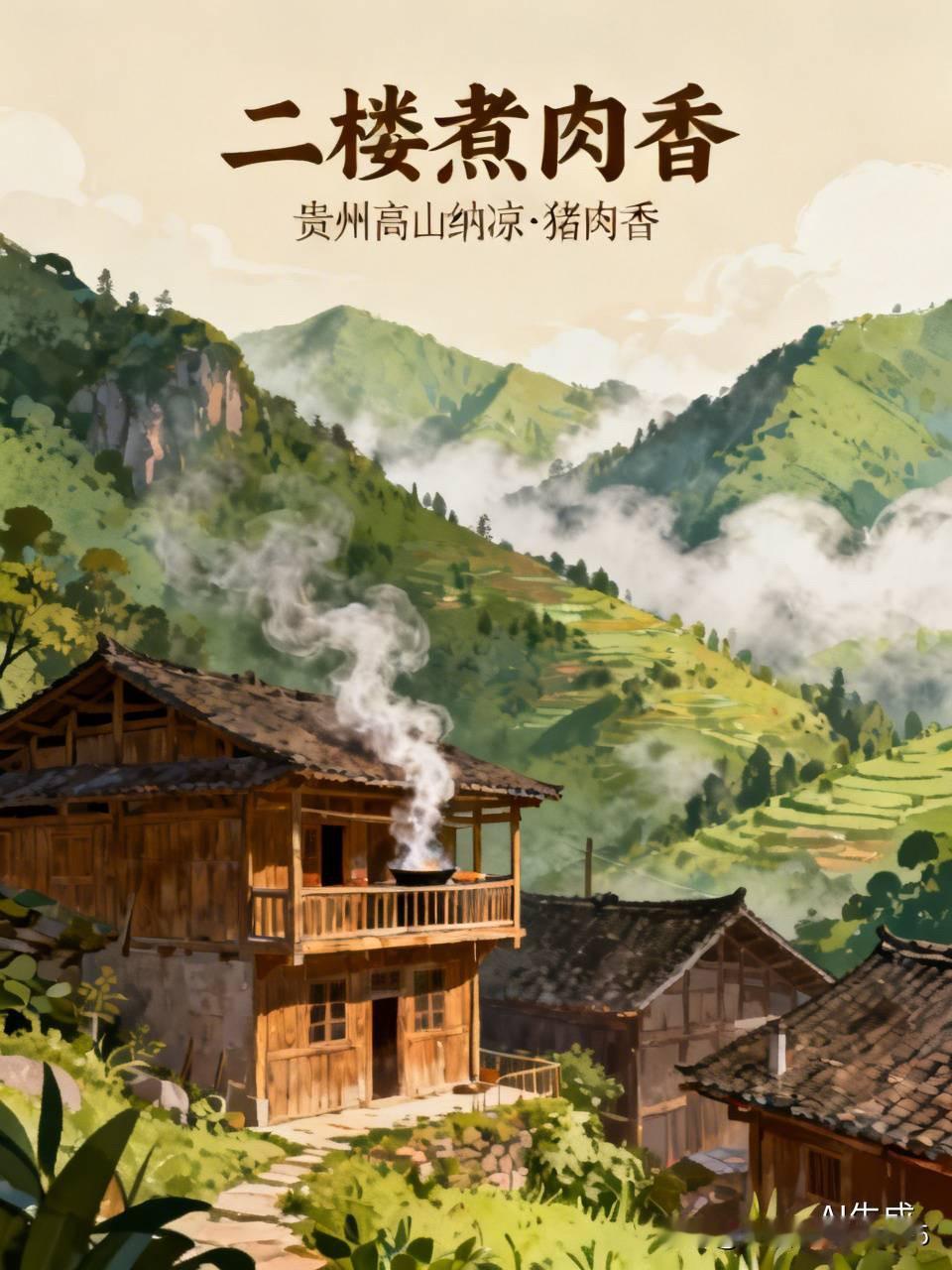 二楼煮猪肉的香气，顺着楼道悠悠飘了上来。
上次去鸦雀窝农家乐，在路边就闻到了肉香