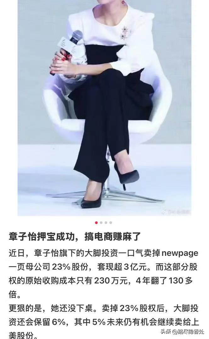 章子怡这波真的赚翻了，几百万投进去，四年时间直接撬动三个亿，做梦都不敢这么做啊！