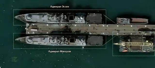 黑海舰队11356R型护卫舰“埃森海军上将”号和“马卡罗夫海军上将”号在新罗西斯